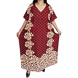 Indiatrendzs Womens Kaftan Nighty Cotton Printed Long Sleepwear With Draw String In Waist Plus Size