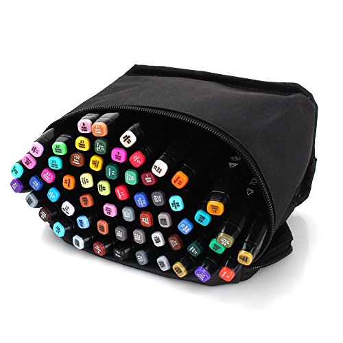 Yosoo Twin Brush Marker Set Schüler Student Textmarker Grafitti Manga Künstler Marker mit Aufbewahrungstasche (40 Farben-Schwarz) - 6