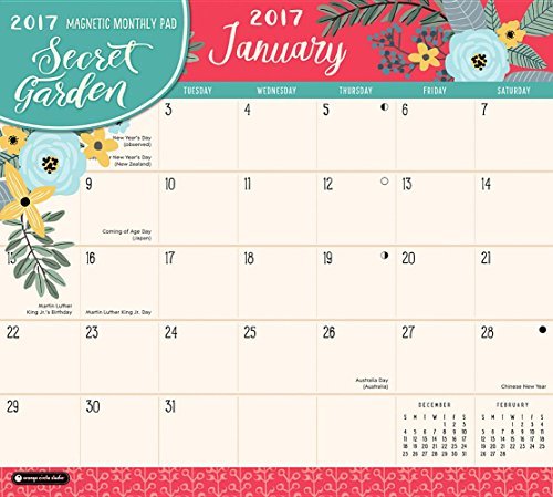 Orange Circle Studio 2017 Magnetic Monthly Calendar Pad, Secret Garden (Magnetic Monthly Pad) by Orange Circle Studios (2016-06-01)