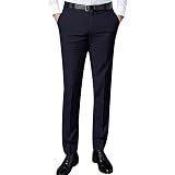 Pantaloni da Lavoro Formale da Uomo Pantaloni da Ufficio a Gamba Dritta  Slim Fit da Lavoro Nero Blu Scuro : Amazon.it: Moda