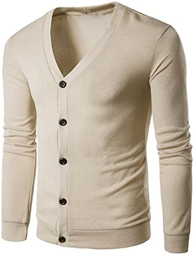 Men's Knitwear,Moonuy Men Autumn Winter Button V Neck Long Sleeve Knit Sweater Solid Fashion Casual Cardigan Handsome Newly Loose Coat Knitting Shirt Sweatshirt (S, Beige)