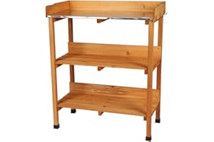 FORNORD Urban Living SUNNYDAYS „Mein Garten“ UMTOPFTISCH AUS NATURHOLZ MIT 2 REGALEN 77X37XH89CM