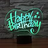 Alles Gute zum Geburtstag 3D Optische Illusions-Lampen, FZAI Tolle 7 Farbwechsel Acryl berühren Tabelle Schreibtisch-Nachtlicht mit 150 cm USB-Kabel für Kinder Schlafzimmer Weihnachten Geburtstagsgeschenke - 5