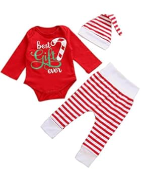 Omiky® Weihnachten Neugeborene Kinder Baby Mädchen Outfits Kleidung Strampler Tops + Lange Hosen + Hut Set