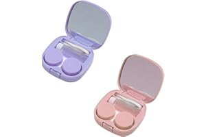 TSLRSA 2 PCS Kontaktlinsenbehälter(2 Farben), tragbarer Reise-Kontaktlinsenbehälter, Mini-Kontaktlinsenbehälter mit L- und R-Kappen, Pinzette, gut versiegelt, geeignet für Reisen und Zuhause,