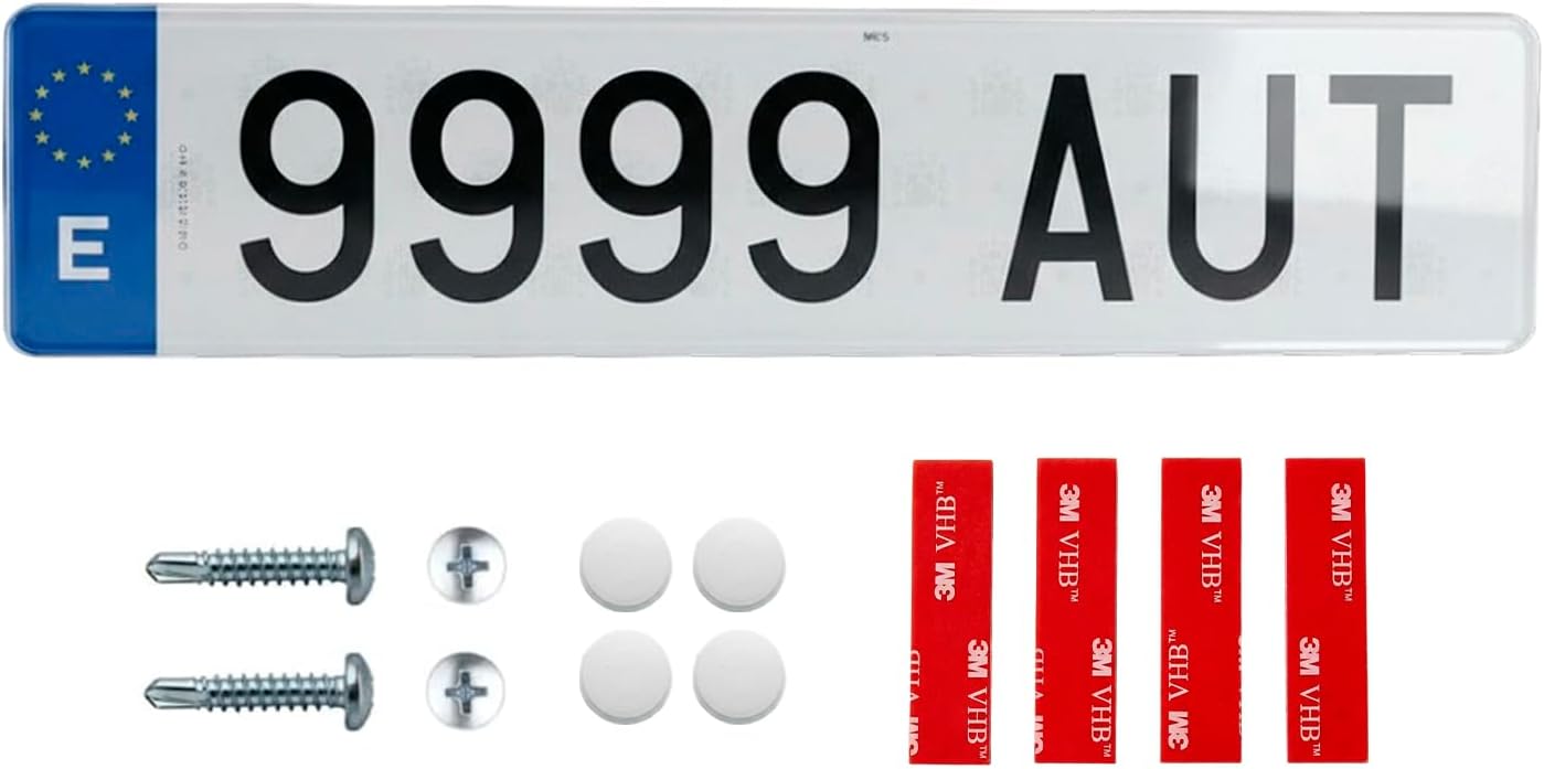 Matrícula Acrílica Homologada 52x11 CM | Matrícula de Coche Universal Europea | Material Resistente y Elegante | Fácil y Rápida Instalación (1 Unidad)
