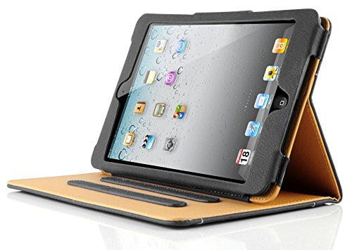 iPad Mini Hülle – JAMMYLIZARD Ledertasche Smart Cover mit Standfunktion für iPad Mini 4. 3. 2. & 1. Generation, SCHWARZ & HONIG, [MIT STIFT & STIFT-HALTER] - 2