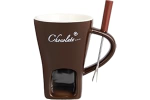 ELIPHONTOWNE Tasse à chocolat en céramique de 200 ml pour faire fondre le chocolat, le fromage, le chocolat, le beurre et le caramel, avec fourchette et lampe à thé, équipement de pêche sport 0808 noir