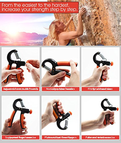 Hand-Trainingsgerät, Mture Federgriffhantel Fingerhantel Handmuskeltrainer Handgreif-Trainer Griff-Verstärker einstellbarer Widerstandsbereich von 22 bis 88 Pfund (10-40 Kg) - 7