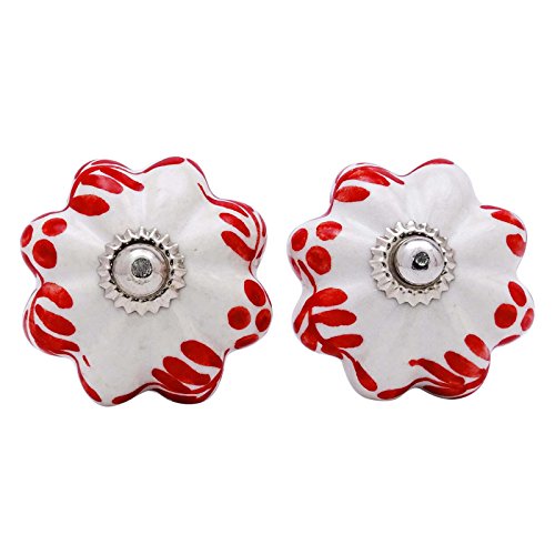 Preisvergleich Produktbild Keramik Schublade Zugknopf Kürbis floral bedruckte Schrankküche Knöpfen 1 Paar