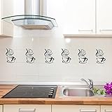 6 Stück Kaffeetassen Aufkleber Fliesenaufkleber Wandtattoo Aufkleber Fensteraufkleber Möbeltattoo Borte