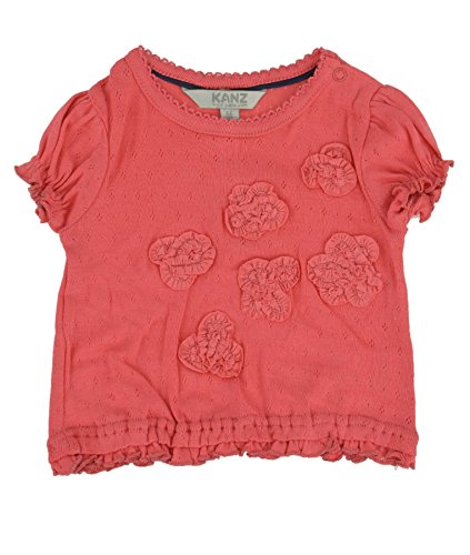Kanz Baby-Girls T-Shirt 1/4 Arm 1512093 Plain Crew Neck Short Sleeve T-Shirt, Pink (Paradise Pink/Red 2024), 6-9 Months (Manufacturer Size: 74)