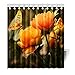 Produktbild Violetpos Duschvorhang Orange Blume Schmetterlinge Hochwertige Qualität Badezimmer 180 x 200 cm