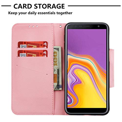 Chreey Hülle für Samsung Galaxy J4+ / J4 Plus, Verbesserte Version Magnetverschluss Leder Handyhülle Flip Schutzhülle mit Brieftasche Kartenfach Standfunktion [Netter Kleiner Elefant]