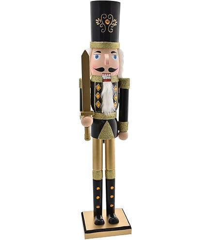 Casse-Noisette Soldat or – Sculpture de Noël dorée en résine