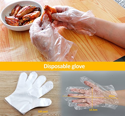 Grillhandschuhe Premium bis 500 °C Grill Ofenhansschuhe ilauke Kamin Backen Hitzebeständige Handschuhe aus Kevlar-Nomex Gewebe EN407 2er extra lang für extreme Sicherheit gratis 100 Einweg Handschuhe - 5