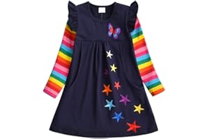 DXTON Vestidos para Niñas Vestido para niños 100% Algodón Dulce Ropa para Niños Regalo de Invierno 2-8 años