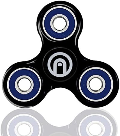 SPIN ME UP - Fidget Spinner - Black Ceramic Bearings - Best Stress Reducer Relieves ADHD Anxiety and Boredom - Helps Focusing Fidget Toys for Kids &amp; Adults - 9 Colors Available (Black - Blue)