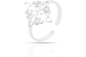 Only faith Bague Noeud de Sorcière Femme Bague Réglable en Acier Inoxydable Trisquel Talisman Celta Magico Protector