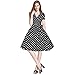 Produktbild TEBAISE Damen Vintage 1950er Cap Sleeves Retro Dot Einfarbig Rockabilly Swing Kleider Frühling Sommerkleider Karneval Fasching Cocktailkleider Abendkleid Partykleid Knielang