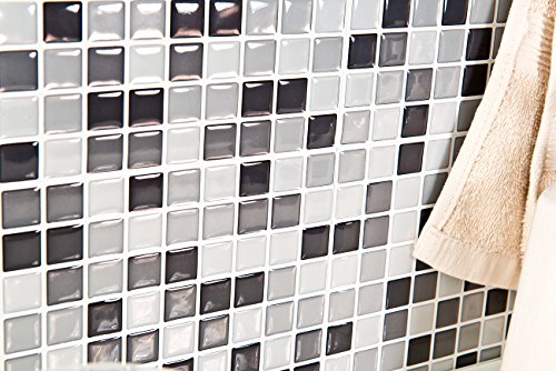 infactory Selbstklebende 3D-Mosaik-Fliesenaufkleber „Dezent“ 26 x 26 cm, 3er-Set - 8