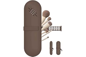 WOBENKE Silikon Makeup Pinsel Halter Pinsel Kosmetiktasche Portable Reise Make Up Pinsel Tasche Makeup Pinsel Organizer Trendige und tragbare Kosmetikpinselhalter Aufbewahrung Box Schminktasche (Dunkelbraun)
