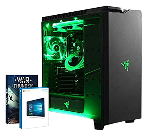 VIBOX Rainmaker 81 Gaming PC - 4,5GHz Intel i7 Quad Core CPU, Geforce GTX 1060, leistungsfähig, Wassergekühlter Desktop Gamer Computer mit Spielgutschein, Windows 10, Grün Innenbeleuchtung, lebenslange Garantie* (4,2GHz (4,5GHz Turbo) Superschneller Intel i7 7700K Kabylake Quad 4-Core Prozessor CPU, Nvidia GeForce GTX 1060 3GB Grafikkarte, 32GB Team 2133MHz DDR4 RAM, 240GB SSD, 3TB Festplatte, Raijintek Triton Wasserkühler, 600W 85+ Netzteil, NZXT H440 Gehäuse, Z270 Mainboard)