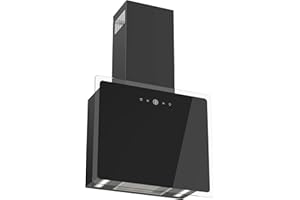 FIREGAS Hotte Aspirante Murale 60cm, Moteur Sans Balais, Economie d'énergie, 532,4 m³/h, 9 vitesses, Avec CC170 Filtre, Noir, bord transparent