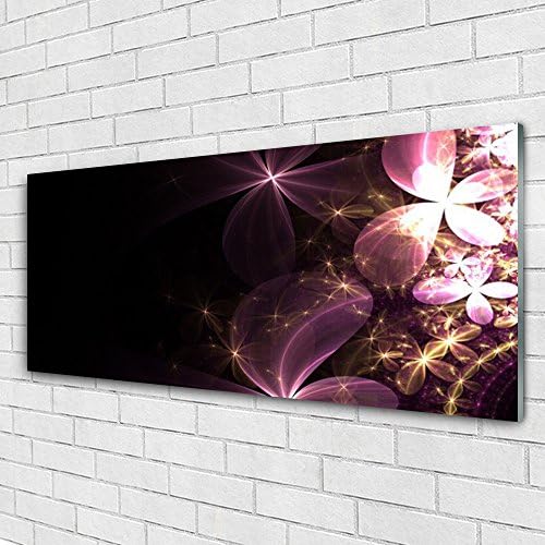 Glass Print Wall Art by Tulup 125x50cm Image printed on Glass - Wall Picture behind Toughened / Tempered Safety Real Glass - Abstract Art - Black Pink Gold