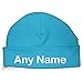 Personalised Newborn Baby Beanie Hat s (TURQUOISE) - Soft 100% Cotton headwear New Baby Grow Boy Clothing Girl Cute Mum Dad Mummy Daddy Custom Parent Birth Gift bib Present by Fonfella