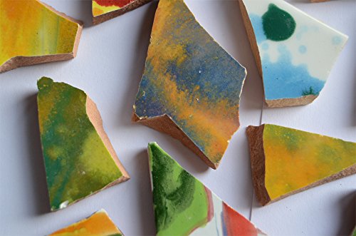 10 St. Bruchmosaik handbemalt dann gebrochen bunt-Maria,ca. 110g - 6