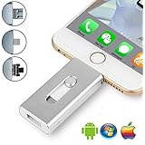 32 GB USB iPhone Flash Drive – USB, MICR USB und Lightning-Anschluss (3 in 1) für iPhone iPad iOS Android und pc-silver Silber silberfarben 32 gb