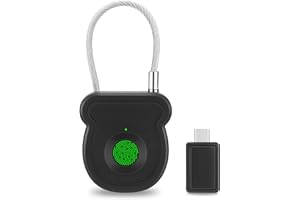 MYPIN Lucchetto con Impronta Digitale, Serratura a Impronta Digitale con Ricarica USB-C, Portatile e Antifurto, con Chiave USB e Codice di Sblocco d'Emergenza