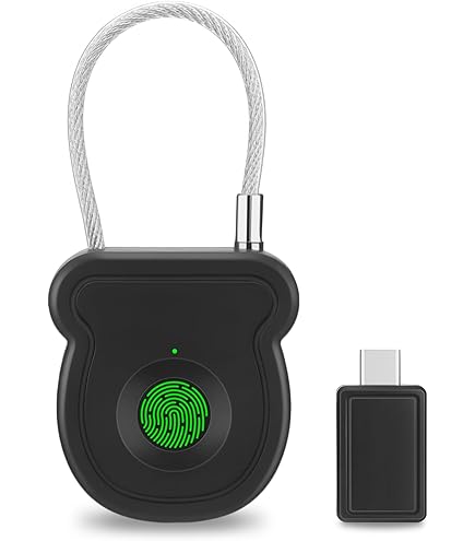 Vingerafdrukslot, vingerafdrukhangslot, smart slot met waterdicht, USB- opladen, biometrisch, hoge veiligheidsvergrendeling voor gymkluisjes, bagage, zwart