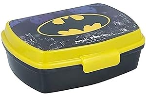 ALMACENESADAN 2041; Sandwichera rectangular multicolor Batman symbol; producto de plástico, Libre BPA; Dimensiones interiores 16,5x11,5x5,5 cm