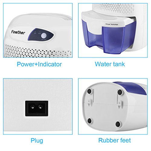 Finether 500ml Mini Luftentfeuchter Raumentfeuchter Luftentfeuchtungsgeräte Lufttrockner Entfeuchter Raumtrockner Raumluftentfeuchter Raumentfeuchtungsgeräte Entfeuchtungsgerät Trocknungsgeräte für Schlafzimmer elektrisch - 5
