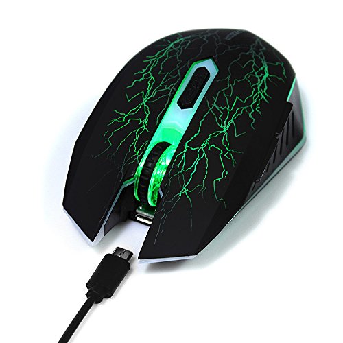 Preisvergleich Produktbild Luxtech Mäuse Gaming Mäuse Wiederaufladbar Kabellos Endschalldämpfer Maus Gaming Gaming Mäuse LED Wrangler Gaming Mäuse Frequenz 2,4GHz Tasten Programmierung Optische Nano Ergonomisch mit einer Auflösung von 800 / 1200 / 1600DPI