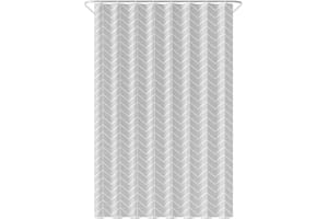 Loti Living Zasłona prysznicowa 120 x 200 cm – odporna na pleśń i działanie wody - tkanina poliestrowa - z taśmą obciążającą - w zestawie z haczykami - Grey pattern