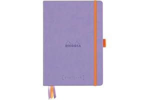 RHODIA 118578C - Carnet Rigide Goalbook Iris - A5 14,8 x 21 cm - Pointillés Dot - 240 pages - Papier Clairefontaine Blanc 90 g/m² - 3 Rubans, Fermeture Élastique - Simili Cuir