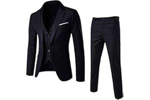 NUSGEAR 2021 Traje de 3 Piezas Hombre Suit Chaqueta Chaleco pantalón Traje de Fiesta de Navidad Boda Negocios Blazer Abrigo Moderna Chaqueta de un Solo Pecho Esmoquin Manga Larga