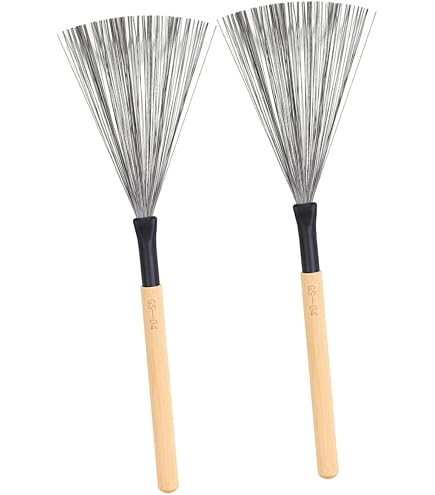 GOYADA Lot De 2 Balais De Batterie Rétractables - Brosses à Tambour Jazz Avec Poignées Caoutchouc Confortables