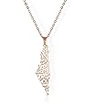 Amaxer Israel Palestine Map Necklace for Women Country Geography Map Stainless Steel Jewellery Gift Chain Necklace