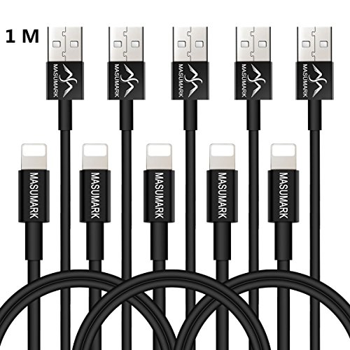 Ladekabel, MASUMARK 3 Ft (1 m) USB Kabel mit Lightning Connector [Apple MFi Zertifiziert] für iPhone 7/7 Plus/6S/6S Plus/6/6 Plus, iPad Pro Air 2 und mehr Schwarz – 5 Pack - 2