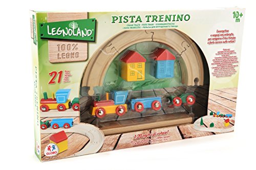 Globo Toys Globo - 36223 Legnoland Wooden Train with Rails and Accessories (21-Piece)