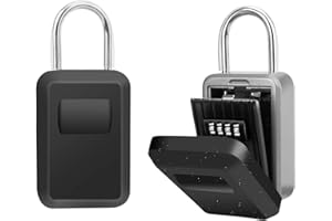 Udekit Grande Capacità Cassaforte per Chiavi, Cassetta di Sicurezza per Chiavi di Combinazione a 4 Cifre Anti Rusty Lega di Alluminio Cassaforte a Chiave per uso Esterno, Casa, Scuola