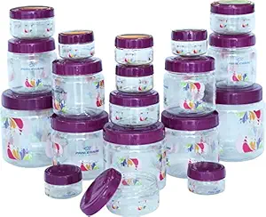 Princeware Mini Combo Plastic Jar Set, 19-Pieces, Transparent