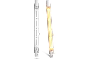 CucuGo 300W Dimmable R7s 118mm Ampoule Halogène Blanc Chaud 2800K r7s linéaire projecteur crayon 5900lm AC220-240V pour l’éclairage de maison, travail, sécurité, lampadaire, etc (2Pcs)