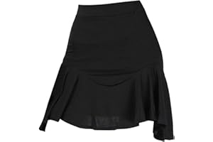 TiaoBug Gonna da Latino Americano Donna Gonna Irregolare da Ballo Moderno Jazz a Frange con Nappa per Ballerina Gonna da Tango Cha Salsa Samba Rumba Vita Elastica S-XXL