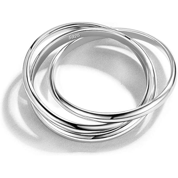 Histoire D'Or Bague 3 Anneaux Entrelacés Acier Inoxydable Argent Dor B 1180680