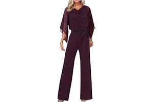 CSHE Damen Jumpsuit Elegant Overall Weites Bein Romper Damen Große Größen Elegant Abendanzug Sets 2-Teiliges Set Cocktail Party Festlich Hosenanzug Zweiteiler
